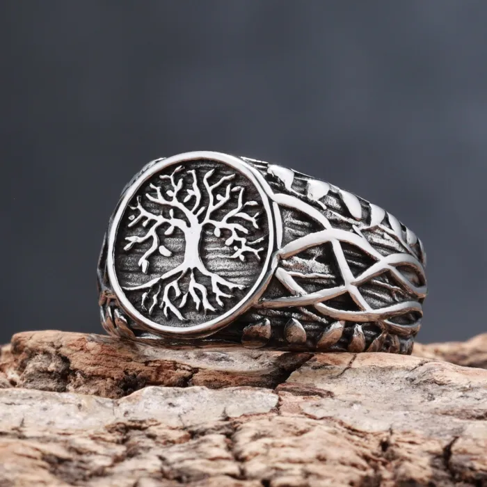 Wholesale Viking Tree of Life Ring – Vintage Stainless Steel Nordic Men’s Band Factory Price