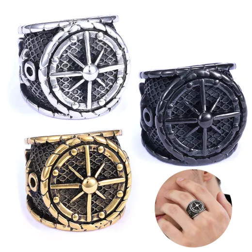 Wholesale Vintage Anchor Compass Ring – Stainless Steel Nautical Men’s Band Factory Price - Ulikings