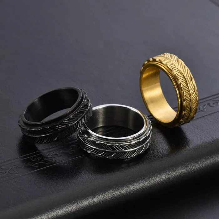 Wholesale Vintage Fish Tail Spinner Ring – Stainless Steel Rotating Band Factory Price