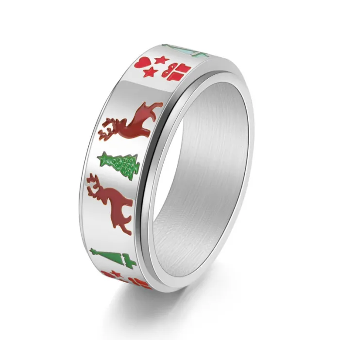 Wholesale Christmas Tree Reindeer Spinner Ring – Stainless Steel Rotating Band Factory Price