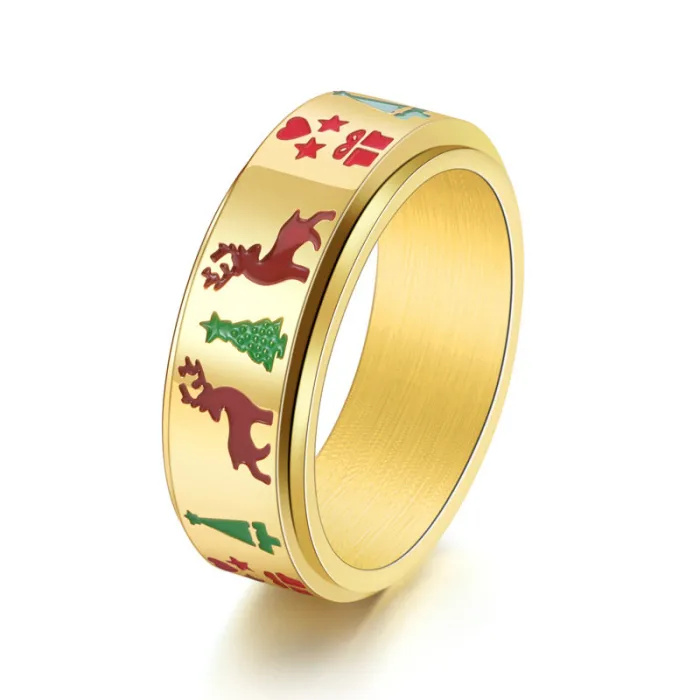 Wholesale Christmas Tree Reindeer Spinner Ring – Stainless Steel Rotating Band Factory Price