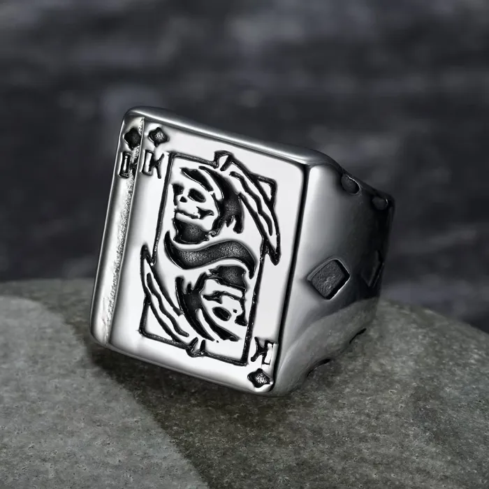 Wholesale Gothic Death Poker Ring – Stainless Steel Skull Men’s Band Factory Price