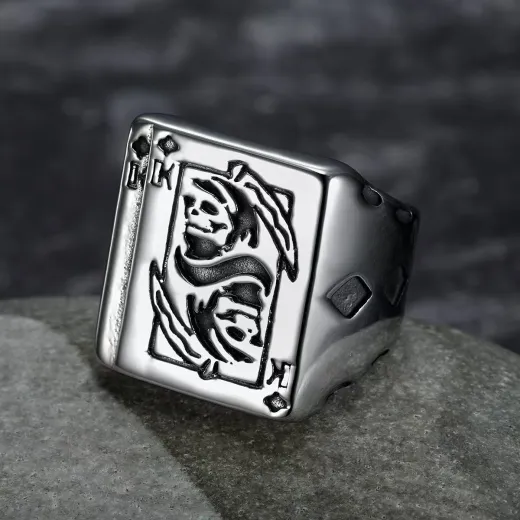Wholesale Gothic Death Poker Ring – Stainless Steel Skull Men’s Band Factory Price - Ulikings