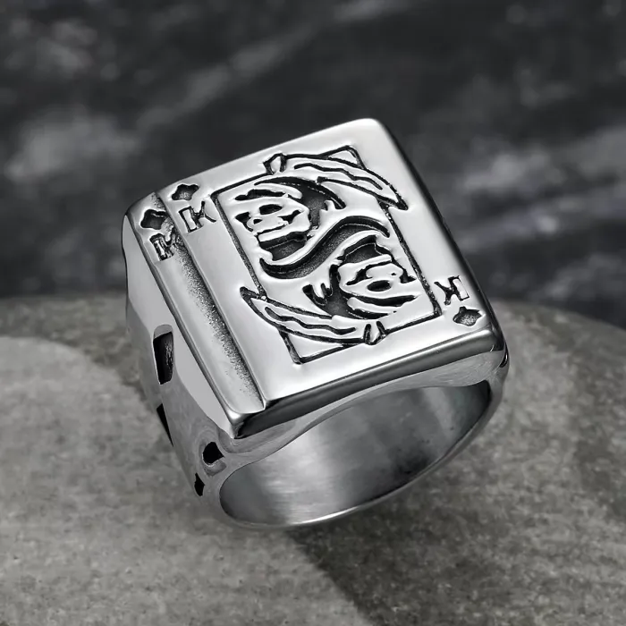 Wholesale Gothic Death Poker Ring – Stainless Steel Skull Men’s Band Factory Price